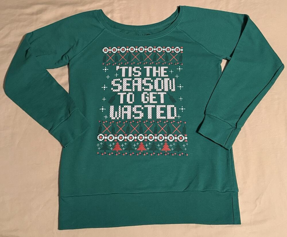 Spencer’s Tis The Season to Get Wasted Ugly Christmas Sweater-Style L/S Shirt XL